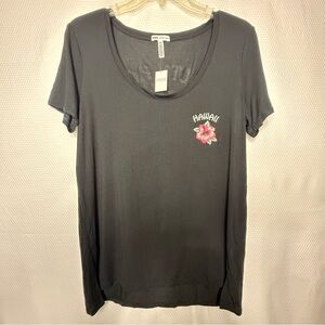 PINK Victoria's Secret Black Hawaii Floral Tee